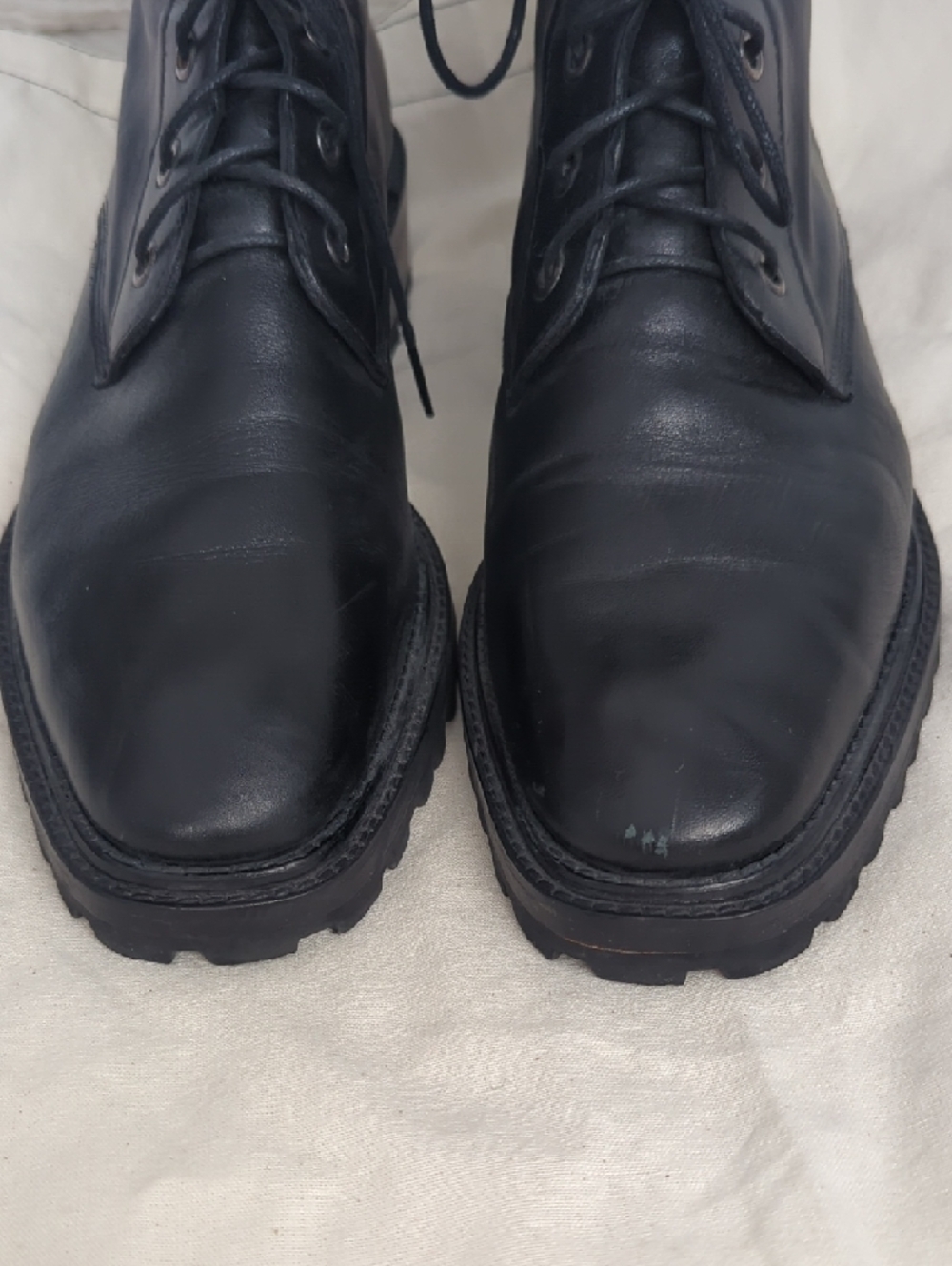 Rachel Comey Dame Black Leather Lace-Up Ankle Boots with Buckle - Picture 2 of 8
